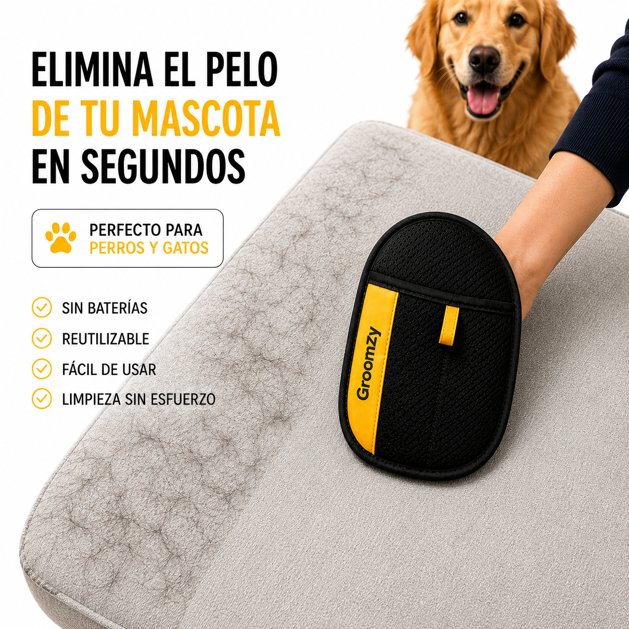 GroomZy™ PetSweep  Elimina el Pelo de Mascotas en Segundos