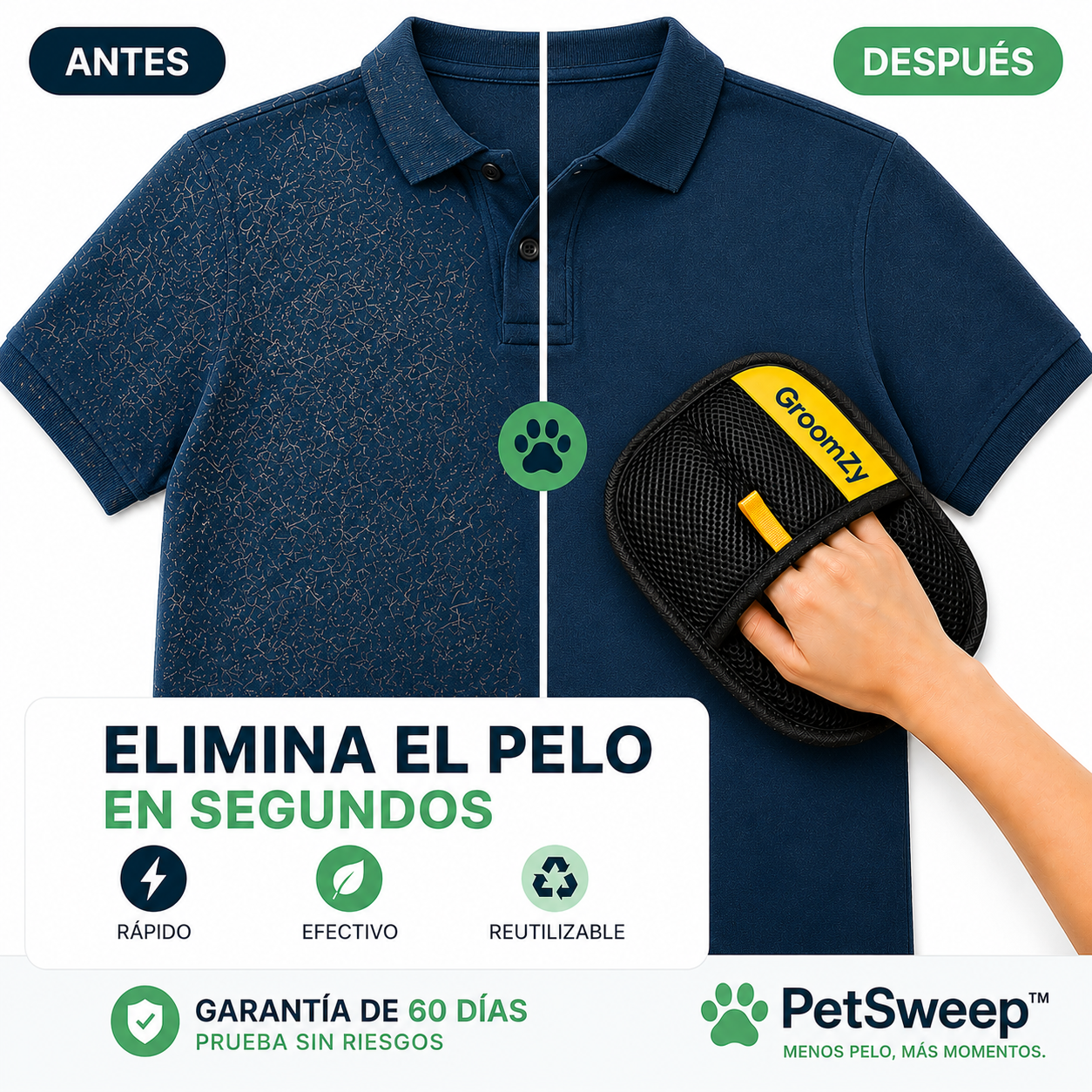 GroomZy™ PetSweep  Elimina el Pelo de Mascotas en Segundos